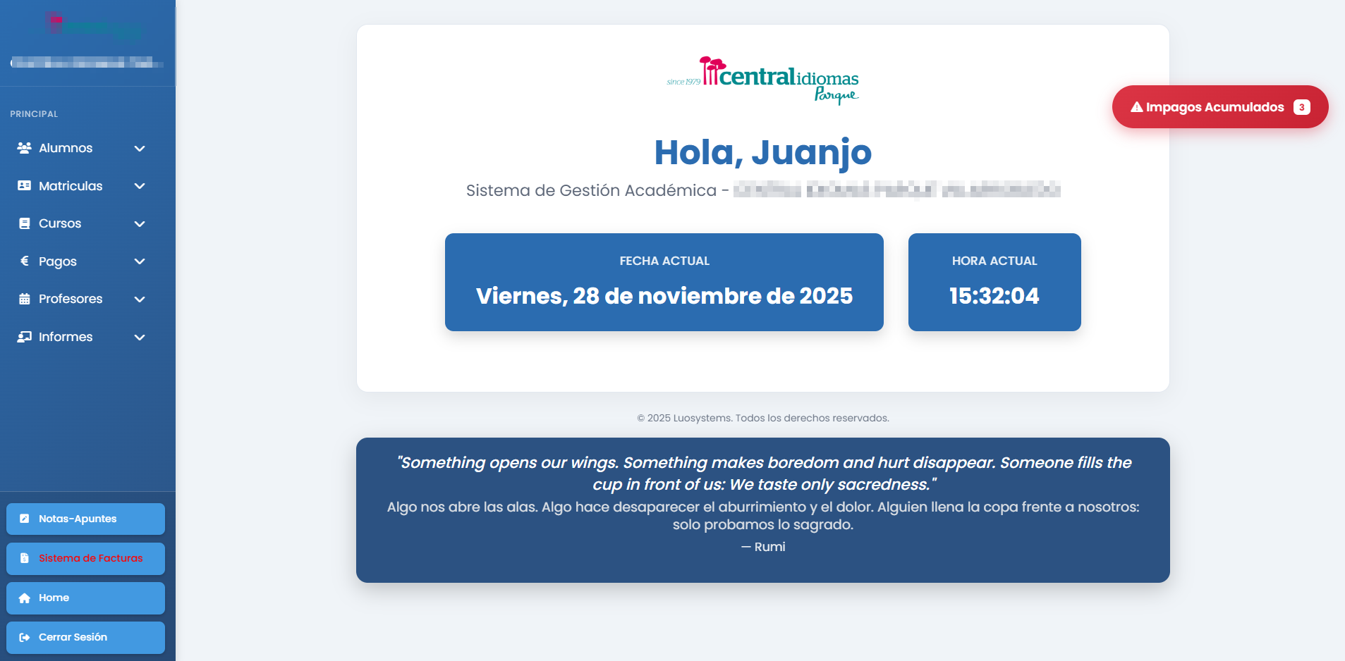 Panel Principal Dashboard